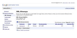 Google Webmaster-Tools, Einreichung einer XML-Sitemap