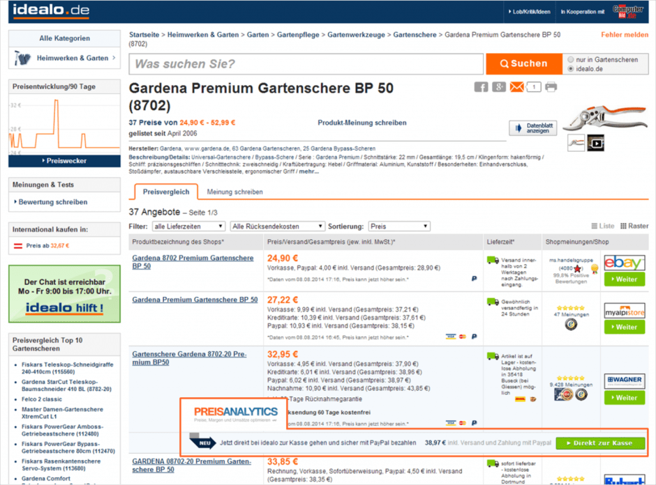 1 idealo Gardena Premium Gartenschere BP 50 1 idealo Gardena Premium Gartenschere BP 50