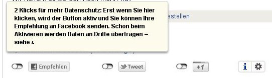 Heises "2-Klick-Lösung für mehr Datenschutz" Heises "2-Klick-Lösung für mehr Datenschutz"