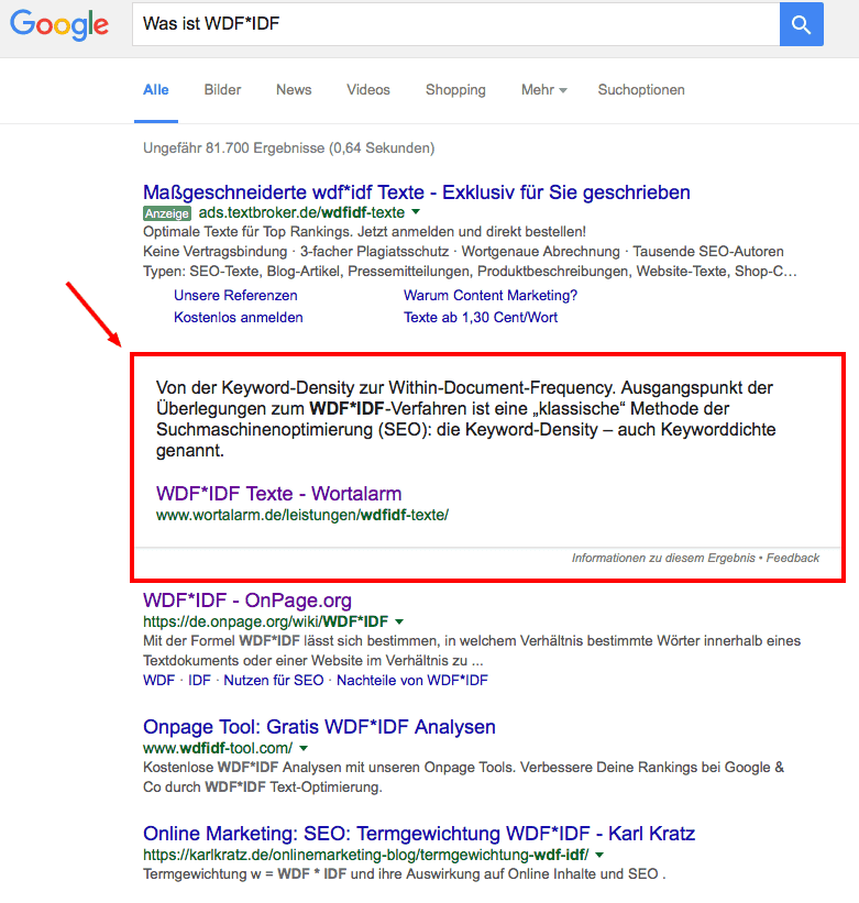 WDF IDF Direct Answer